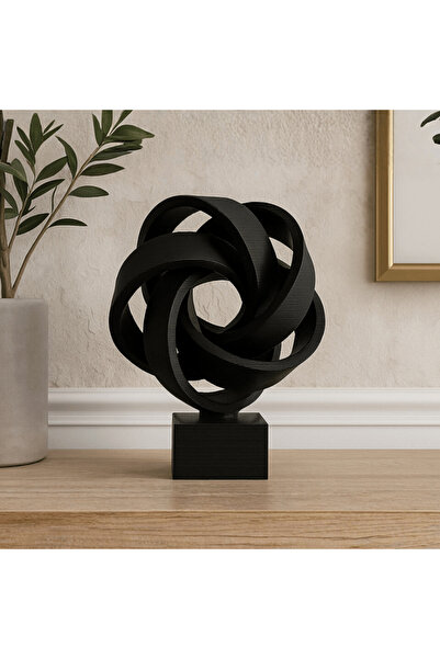 Homentum Aura | Sculptură decorativă modernă – formă fluidă, negru mat
