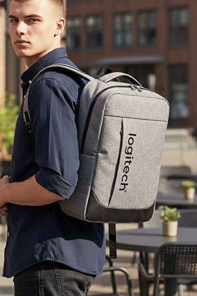 logitech Original Unisex 15.6 Inch Laptop Multi-Compartment Luxury Casual Gray Women Men Laptop Backpack