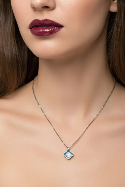 GN ACCESSORY 4 قطع من سلسلة قلادة من الحجر الفضي اللون الأزرق الفاتح، فولاذ، ...