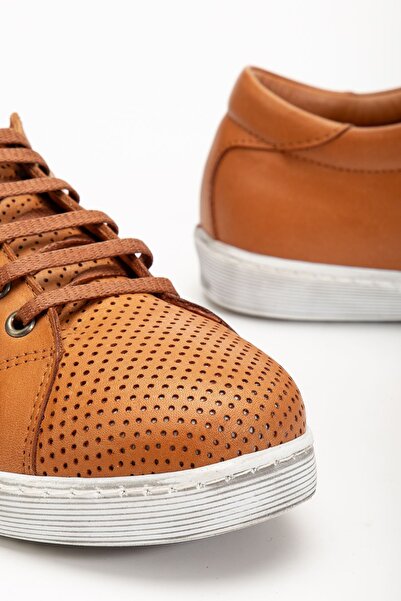Hayalimdeki Ayakkabı Women's Tan Genuine Leather Perforated Sports Shoes
