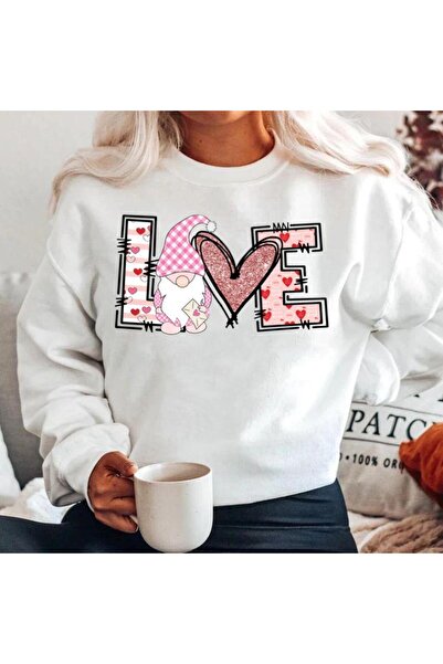 OEM White 100% Cotton Sweatshirt Pink Love