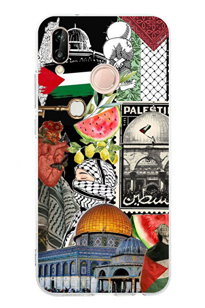 TechTree حافظة سيليكون متوافقة مع هاتف Huawei P20 Lite من نوع Palestine Freed...