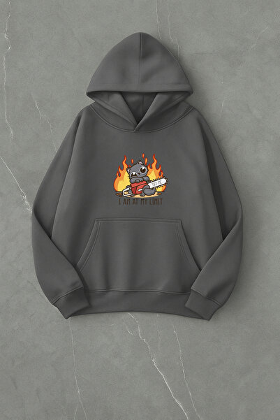 LORVEX Оверсайз I Am At My Limit Print Унисекс суитшърт с качулка