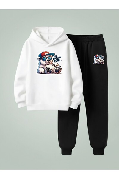 LORVEX Set cu glugă pentru copii BEAR-ABLY, imprimat, cu 3 fire, din material...