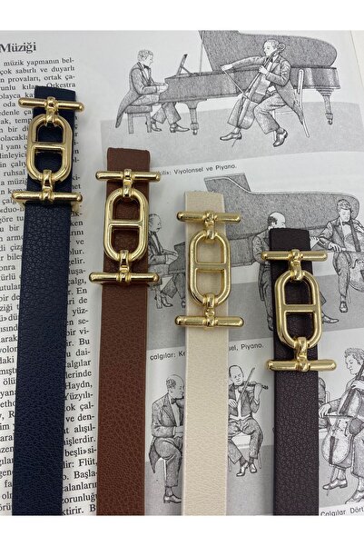 arlıva moda ARLİVA ithal derili 4'lü Trend Gold Toka Kadın pantolon kemeri,el...
