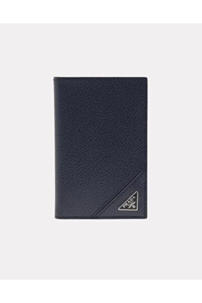 Prada Sport Navy Blue Triangle Logo Business Card Holder