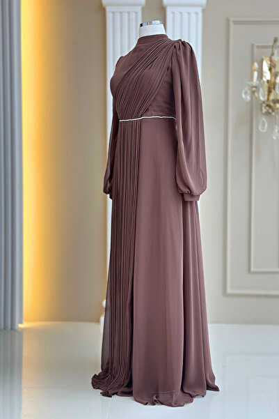 Amine Hüma Arin Abiye Elbise Kahverengi