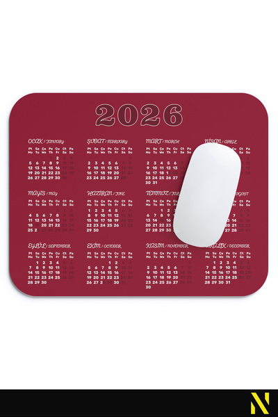 nilizma 2026 Calendar Burgundy Ergonomic Mouse Pad with Non-Slip Surface Ideal Mousepad for Home and Office Use