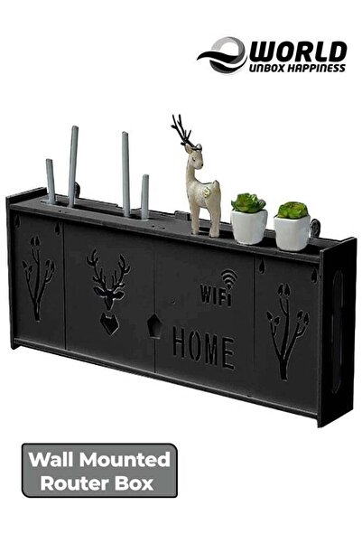 Eworld حامل جهاز توجيه أنيق مثبت على الحائط لجهاز توجيه Wi-Fi وجهاز فك التشفي...