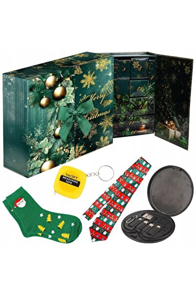 LikeSmart Advent Calendar for Men – 24 Gifts, Green & Gold Premium Reusable Box