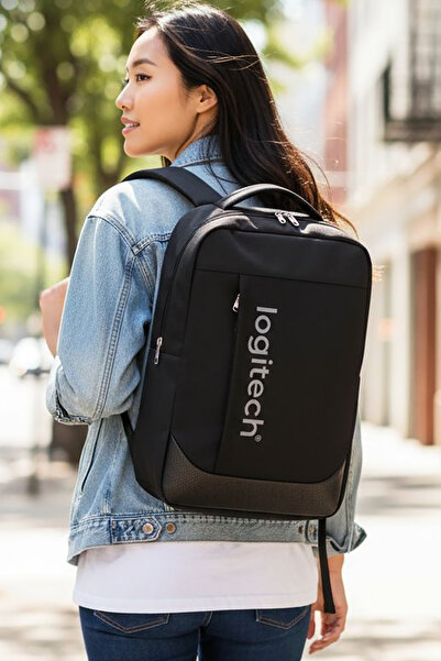 logitech Original Unisex 15.6 Inch Laptop Multi-Compartment Luxury Black Casual Women Men Laptop Backpack
