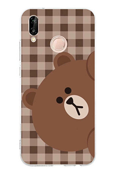 TechTree حافظة سيليكون مطبوع متوافقة مع هاتف هواوي P20 لايت بتصميم جانب الدب ...