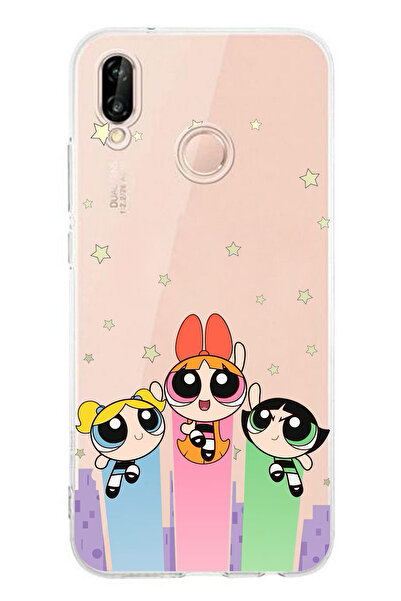 TechTree حافظة سيليكون مطبوع متوافقة مع هاتف هواوي P20 لايت بتصميم فتيات القوة