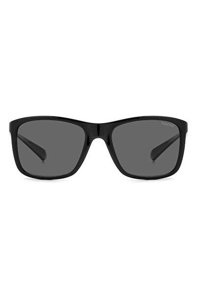 Polaroid square sunglasses with solid lenses, Black, 49-16-130
