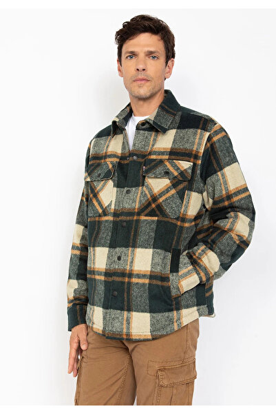 Schott NYC Men's autumn brown jacket with square pattern Cary Schott