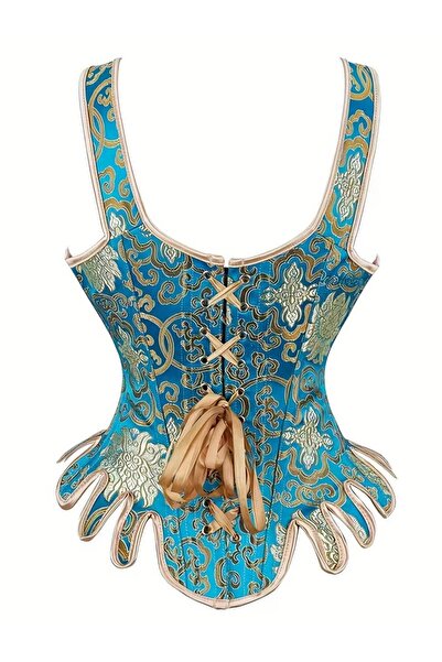 MARCELY Vintage Peahen Color Corset - Peacock Blue Corset - Costume