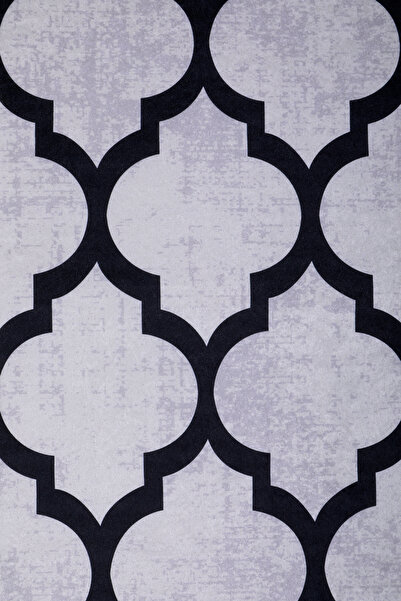 Dijidekor Digital Oval Fringeless Carpet Modern Designed Gray Color Erasable Floor Mat 160X200