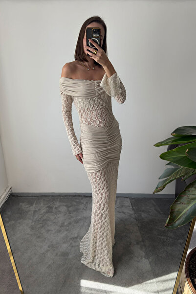 MAGARDE Rochie Premium din dantelă pentru noul sezon - BEJ