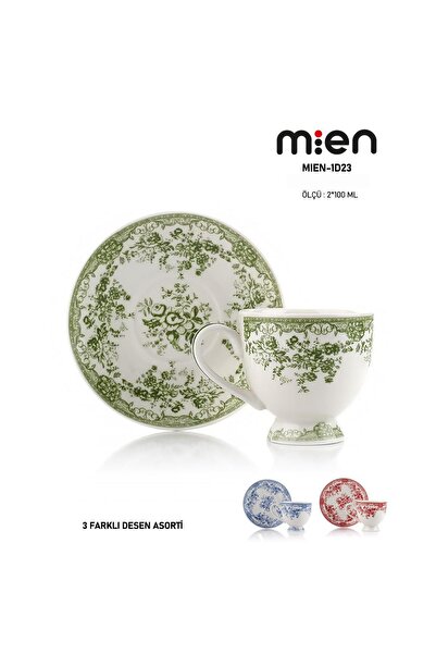 MİEN 2’li Porselen Kahve Fincan Takımı – 100 ml (3 Farklı Renk Seçeneği)