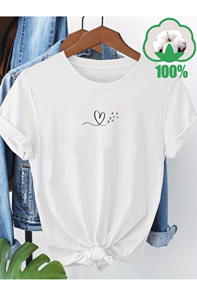 Eritqaa تي شيرت للجنسين قصة فضفاضة بنمط رسم قلب