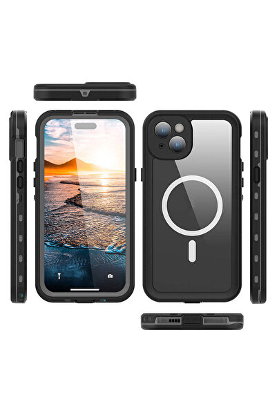 zore iPhone 15 Plus Compatible Senk 1-1 Waterproof Case-Black