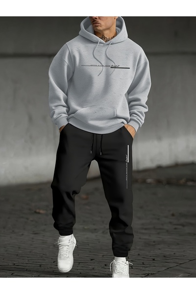 Soothing Space Unisex Oversized Hooded Hoodie & Jogger Sweatpants Set with Written Pattern