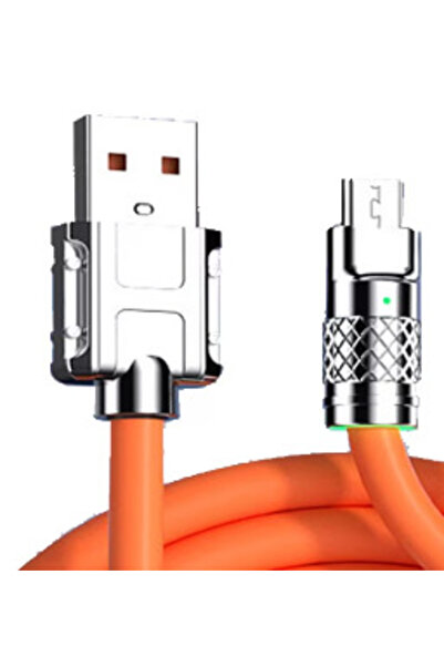 Mihai Cablu de date USB cu USB A 120W 6A 1m Portocaliu capete Metalice MicroUSB