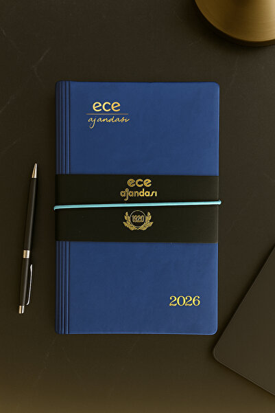 Ece Ajandası Yeni Akçay 2026 12x18 Günlük Ajanda Çizgili Lacivert