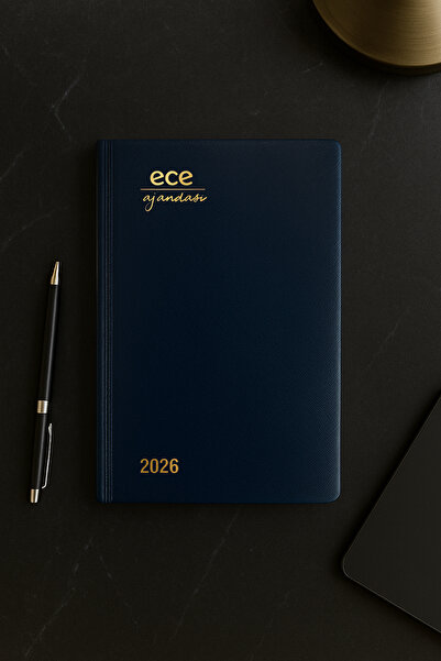Ece Ajandası Akçay 2026 12x18 Günlük Ajanda Çizgili Lacivert