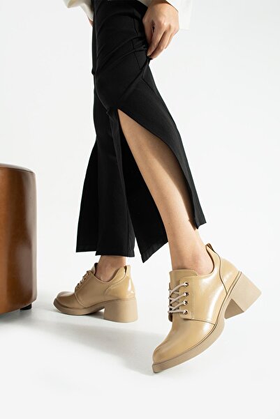 tivana Women's Lace-Up High Sole Heeled Shoes Diva - Beige