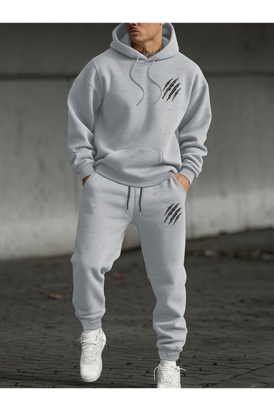 Soothing Space Unisex Oversized Hooded Hoodie & Jogger Sweatpants Set with Paw Pattern