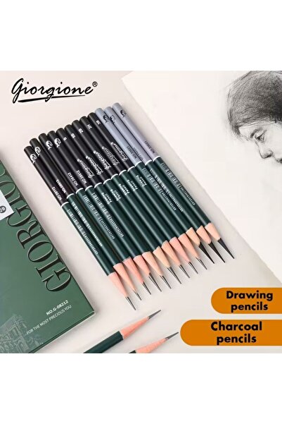 Art Tone 12 Adet Giorgione Dereceli Kurşun Çizim ve Kömür Kalemleri Seti,2H H...