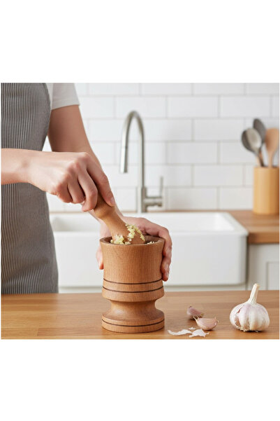 THK Mortar and pestle, Bamboo wood, Ø6.5x10.5 cm, Light brown, THK®