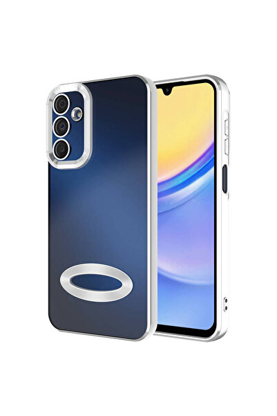 zore Galaxy A15 Case Camera Protection Featuring Logo Showing Senk Omega Cover - Silver