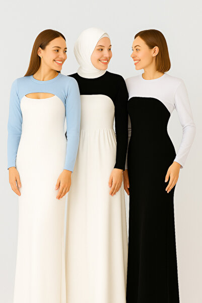 mirach Οικονομικό Σετ ελαστικό ύφασμα τεμαχίων με λαιμόκοψη με λαιμόκοψη με μανίκια μπλε λευκό μαύρο ελαστικό σώμα 3-λειτουργικό