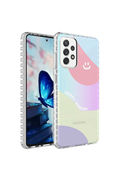 zore Galaxy A72 Case Airbag Edged Colorful Patterned Silicone Senk Elegans Cover - No7