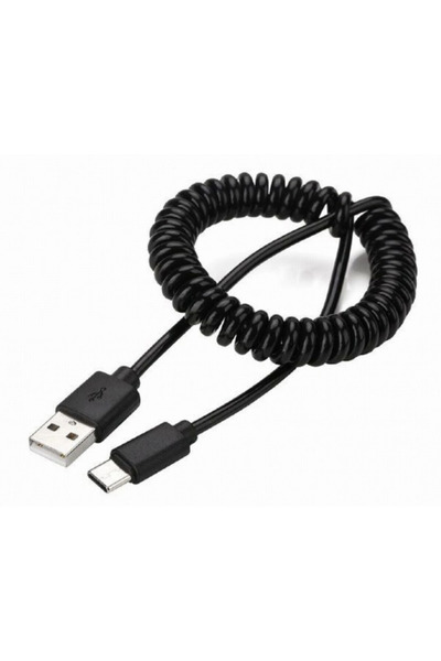 PRİZE Cablu de date USB la USB type C spiralat negru
