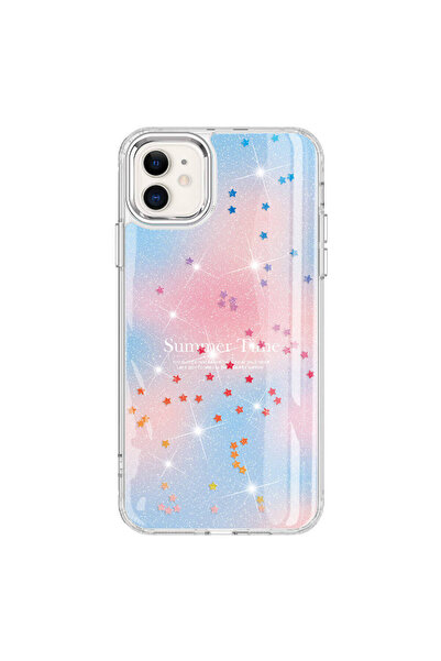 zore iPhone 11 Compatible Glitter Patterned Shiny Senk Task Case-Pink