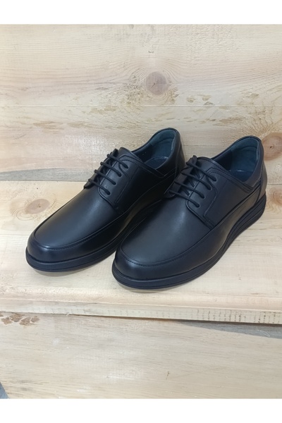 LİCCAS Men's Winter Shoes Genuine Leather Rubber Sole Orthopedic and Lace-Up Comfortable Fit