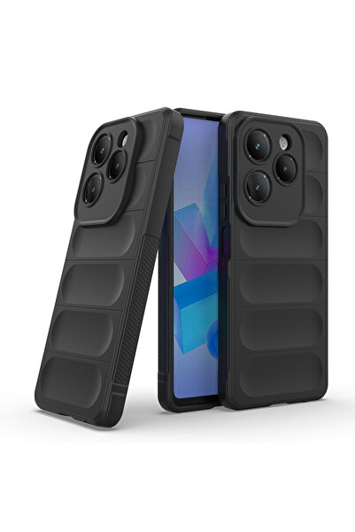 zore Infinix Hot 40 Pro Case Flexible Tpu Hollowed Out Back Surface Design Senk Ethnic Silicone Cover - Black