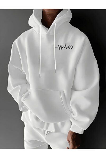 Soothing Space Unisex Oversized Hooded Sweatshirt Heart Rhythm Patterned