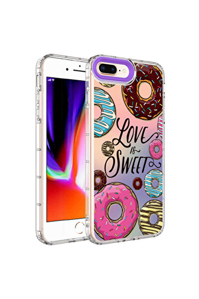 zore iPhone 7 Plus Case Camera Protected Colorful Patterned Hard Silicone Senk Horn Cover - No11