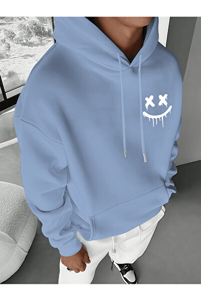 Soothing Space Unisex Oversized Hooded Sweatshirt with Smile Face Pattern