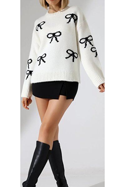 Esperar Pulover tricotat cu model fundă pentru femei