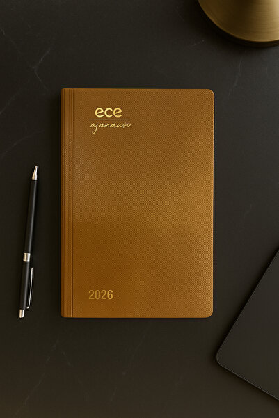 Ece Ajandası Akçay 2026 12x18 Günlük Ajanda Çizgili Safran