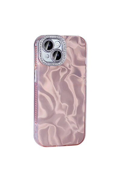 zore iPhone 15 Plus Case Senk Esila Cover with Airbag and Shiny Stone Detail Design - Pink