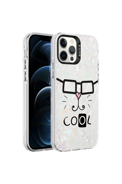zore iPhone 12 Pro Compatible Marble Patterned Senk Marbello Case-White