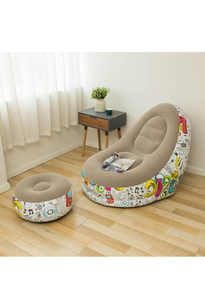 OEM Inflatable chair with stool, grafitti model 116 x 96 x 83 cm