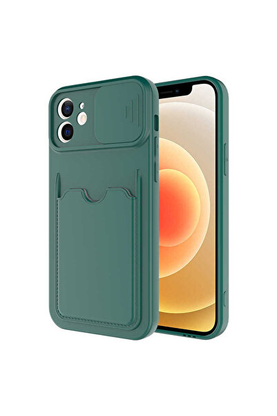 zore iPhone 12 Compatible Senk Kartix Case-Dark Green