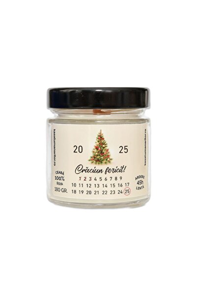 OEM Scented soy candle, Christmas Advent Calendar, with wooden wick, 180 g